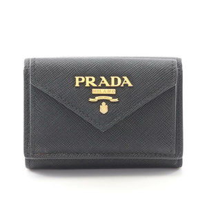 Prada Saffiano Black Tri Wallet Leather MOVE VITELLO